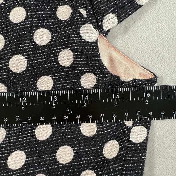 Maeve Anthropologie Dress Womens 4 Black Pink Nikola Polka Dot Lattice Pockets - Picture 12 of 15